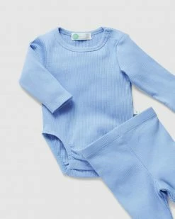 Best deal 👏 Little Green & Co Rib Long Sleeve Bodysuit & Leggings Set - Babies Blue 🧨 -Baby Online store http3A2F2Fstatic.theiconic.com .au2Fp2Flittle green and co 6763 7969911 3