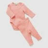 Best deal ✨ Little Green & Co Rib Long Sleeve Bodysuit & Leggings Set - Babies Peach 😍