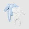 Best Sale 🔔 Little Green & Co 2-Pack Jersey Zip Onesie - Babies Sky 🔔