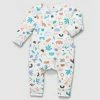 Best Pirce 😀 Little Green & Co Jersey Footless Zip Onesie - Babies Terrazzo AOP 💯