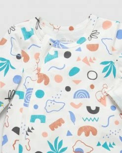 Best Pirce 😀 Little Green & Co Jersey Footless Zip Onesie - Babies Terrazzo AOP 💯 -Baby Online store http3A2F2Fstatic.theiconic.com .au2Fp2Flittle green and co 6803 0779911 3