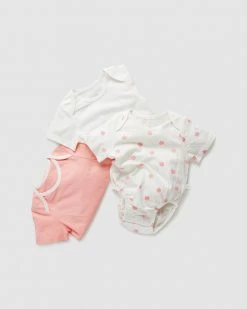 Promo 😀 Little Green & Co 3-Pack Jersey Short Sleeve Bodysuit - Babies Sorbet & Peach ⌛ -Baby Online store http3A2F2Fstatic.theiconic.com .au2Fp2Flittle green and co 6835 0279911 4