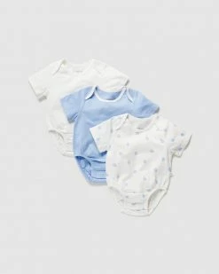New ✨ Little Green & Co 3-Pack Jersey Short Sleeve Bodysuit - Babies Sky & Blueberry 🧨
