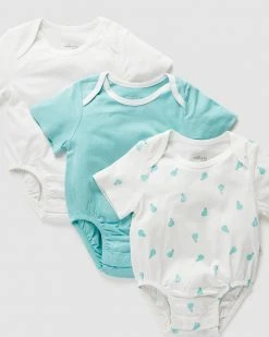 Top 10 🤩 Little Green & Co 3-Pack Jersey Short Sleeve Bodysuit - Babies Ice & Pear 🎉 -Baby Online store http3A2F2Fstatic.theiconic.com .au2Fp2Flittle green and co 6841 9179911 3