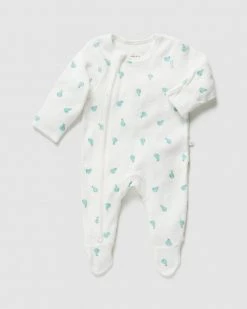 Deals 😀 Little Green & Co Terry Toweling Zip Onesie - Babies Ice Pear AOP 😍