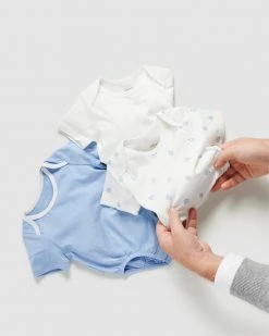 New ✨ Little Green & Co 3-Pack Jersey Short Sleeve Bodysuit - Babies Sky & Blueberry 🧨 -Baby Online store http3A2F2Fstatic.theiconic.com .au2Fp2Flittle green and co 6856 8179911 3