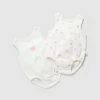 Budget 🎁 Little Green & Co 2-Pack Jersey Sleeveless Bodysuit - Babies Milk & Peach ✨