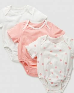 Promo 😀 Little Green & Co 3-Pack Jersey Short Sleeve Bodysuit - Babies Sorbet & Peach ⌛ -Baby Online store http3A2F2Fstatic.theiconic.com .au2Fp2Flittle green and co 6874 0279911 3