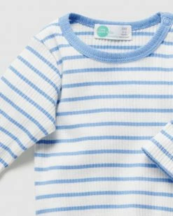 Hot Sale 💯 Little Green & Co Rib Long Sleeve Bodysuit - Babies Blue Stripe 🎁 -Baby Online store http3A2F2Fstatic.theiconic.com .au2Fp2Flittle green and co 6896 1279911 3