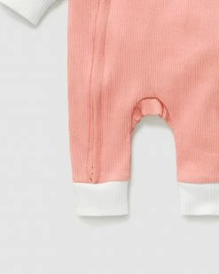 Best Pirce 🎉 Little Green & Co Footless Rib Zip Onesie - Babies Peach ❤️ -Baby Online store http3A2F2Fstatic.theiconic.com .au2Fp2Flittle green and co 6900 5479911 5