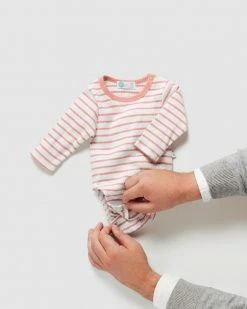 Discount 😉 Little Green & Co Rib Long Sleeve Bodysuit - Babies Peach Stripe 😉 -Baby Online store http3A2F2Fstatic.theiconic.com .au2Fp2Flittle green and co 6904 3279911 4