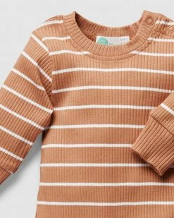 Hot Sale 🎉 Little Green & Co Stripe Rib Footless Onesie - Babies Tan Stripe 😉 -Baby Online store http3A2F2Fstatic.theiconic.com .au2Fp2Flittle green and co 6906 4579911 3