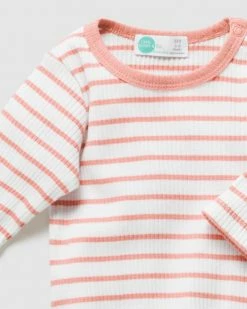 Discount 😉 Little Green & Co Rib Long Sleeve Bodysuit - Babies Peach Stripe 😉 -Baby Online store http3A2F2Fstatic.theiconic.com .au2Fp2Flittle green and co 6926 3279911 3