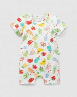 Cheap 🥰 Little Green & Co Jersey Short Sleeve Romper - Babies 🌞 Summer Yums ⌛