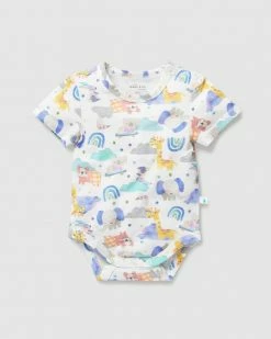 Outlet 🔔 Little Green & Co Jersey SS Bodysuit - Babies Animal Pals ❤️