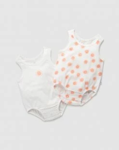 Discount 🥰 Little Green & Co Core Jersey Sleeveless Bodysuit 2-Pack - Babies Sunshine 🤩