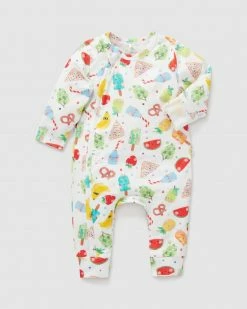 Outlet ❤️ Little Green & Co Jersey Footless Zip Onesie - Babies ☀️ Summer Yums ✨