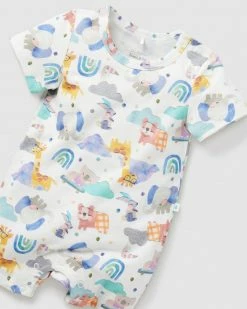 Promo 👍 Little Green & Co Jersey Short Sleeve Romper - Babies Animal Pals ❤️ -Baby Online store http3A2F2Fstatic.theiconic.com .au2Fp2Flittle green and co 7809 7137631 3