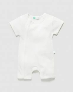Cheapest 🧨 Little Green & Co Rib SS Romper - Babies Milk 👍