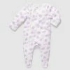 Promo 🧨 Little Green & Co Core Jersey Zip Onesie - Babies Wildflower Lilac 😉