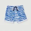 Best Sale 👍 Milky Zebra Stripe Track Shorts - Babies Silver Marle & True Blue 👏
