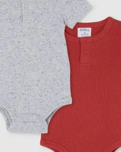 Best deal ✔️ Milky Rib Bubbysuit 2-Pack - Babies Grey Fleck & Red Clay ⌛ -Baby Online store http3A2F2Fstatic.theiconic.com .au2Fp2Fmilky 4845 4598331 3