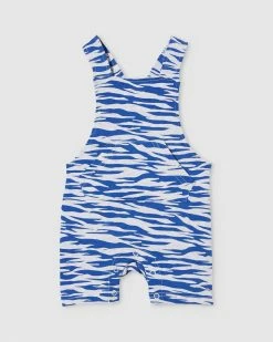 Cheapest ✨ Milky Zebra Stripe Overalls - Babies Silver Marle & True Blue ⌛