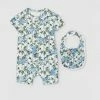 Best Sale 🧨 Milky Bamboo Tiger Romper & Bib - Babies Light Blue 👏