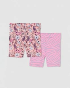 Buy ✔️ Milky Zebra & Paisley Floral Bike Shorts 2-Pack - Babies Pastel Lilac & Super Pink 🧨