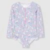 Hot Sale ⌛ Milky Neon Floral LS 🩱 Swimsuit - Babies White 😀