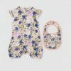 Promo 🎁 Milky Peony Floral Romper & Bib Set - Babies Off White 🔥