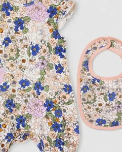 Promo 🎁 Milky Peony Floral Romper & Bib Set - Babies Off White 🔥 -Baby Online store http3A2F2Fstatic.theiconic.com .au2Fp2Fmilky 6376 5609331 3