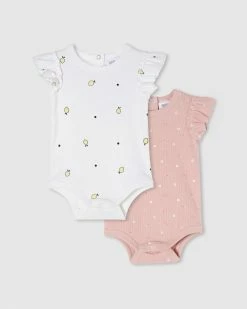 Outlet 🎉 Milky Rib Bubbysuit 2-Pack - Babies White & Lotus 💯