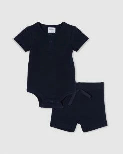 Wholesale ❤️ Milky Rib Bubbysuit & Shorts Set - Babies French Navy ⭐