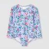 Coupon 🛒 Milky Floral LS 🩱 Swimsuit - Babies Pastel Lilac 🥰
