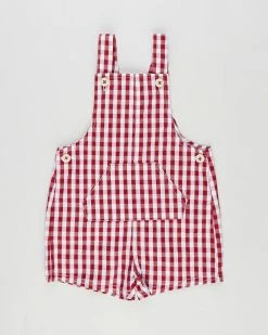 Cheap 🎁 Milky Check Overalls - Babies Red & White Check 🤩