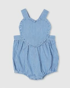 Promo 😀 Milky Pinstripe Playsuit - Babies Navy & White 🤩