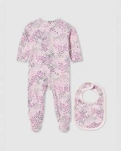 Coupon ⭐ Milky Patchwork Romper & Bib Set - Babies Blossom Pink 🔥