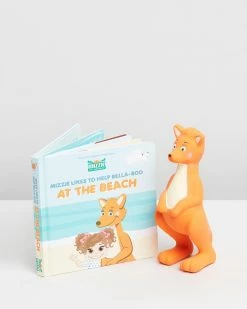 Deals 🥰 Mizzie The Kangaroo Baby Board Book Gift Set with Teething Toy At The Beach 🎉