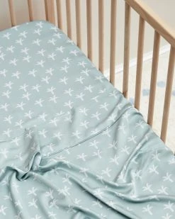 Promo 🛒 Mulberry Threads 100% Organic Bamboo Cot Sheets - Flat Sage Palms ⌛