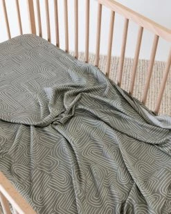 Promo 🎁 Mulberry Threads 100% Organic Bamboo Cot Sheets - Flat Eucalyptus Arches ⌛