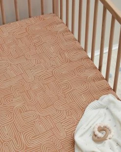 Deals 🎁 Mulberry Threads Bamboo Jersey Cot Sheets - Fitted Clay Arches 🎁