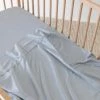 Best deal 🎉 Mulberry Threads 100% Organic Bamboo Cot Sheets - Flat Dusty Blue Stripe 🛒