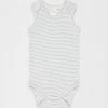 Budget ⭐ Nature Baby Singlet Bodysuit - Babies Grey Marle Stripe 👏