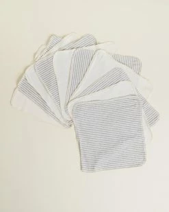 Cheapest 💯 Nature Baby Organic Jersey Face Cloth 10-Pack Natural & Grey Marle Stripe 🌟