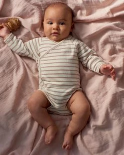 Buy 🛒 Nature Baby Long Sleeve Kimono Bodysuit - Babies Nougat Sailor Stripe 🤩