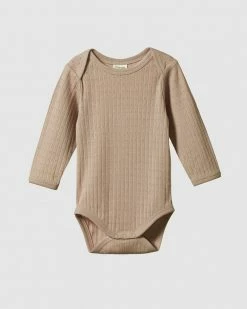 Cheap 🛒 Nature Baby Long Sleeve Pointelle Bodysuit - Babies Nougat 🎁