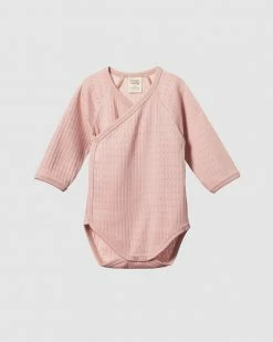 Outlet 💯 Nature Baby LS Pointelle Kimono Bodysuit - Babies Rose Bud ❤️