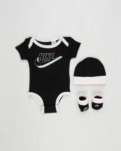 Flash Sale 🔥 Nike 3-Piece Hat, Bodysuit & Booties Set - Babies Black 🌟
