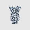 Best deal ✔️ OiOi Ruffled Short Sleeve Bodysuit Blue Leopard 🌟